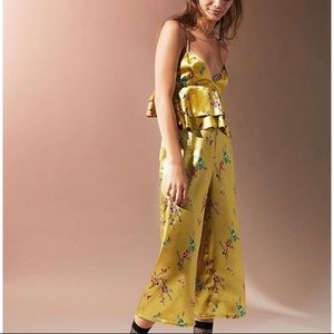 Urban outfitters two piece set yellow silk floral